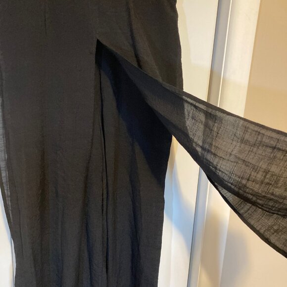 #38 Joseph Ribkoff Black Gauze Flowy Pants with Skirt Overlay, Size 4 - Picture 4 of 8